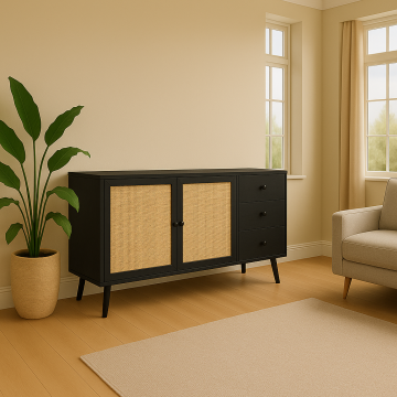 Consola Oslo Sonoma - Negru, 150x39x79 cm