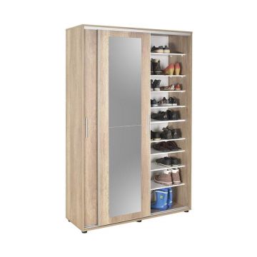 Cuier cu pantofar Adore Porto Maxi, 2 usi cu oglinda, 12 rafturi, capacitate 32 perechi incaltaminte, 120 x 187 x 40 cm