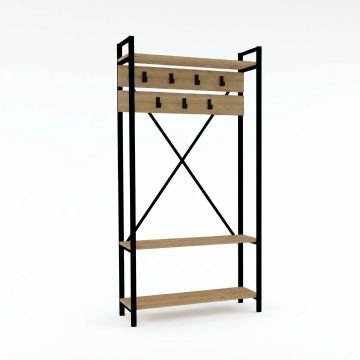 Cuier cu pantofar Alfa, Stejar, 90x180x34 cm