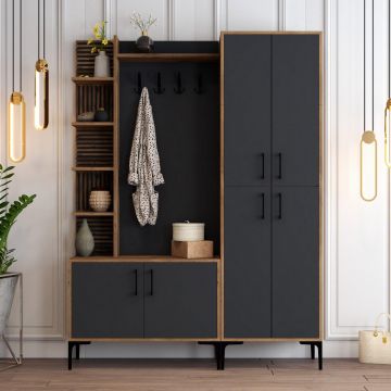 Cuier cu pantofar Casamob Hall Stand, Nuc, 150x200x35 cm