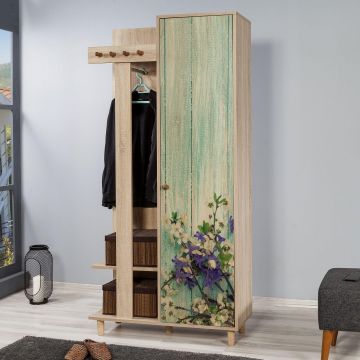 Cuier cu pantofar Garmanto 90 - 200 Hall Stand 6, Stejar Sonoma, 194x36x90 cm