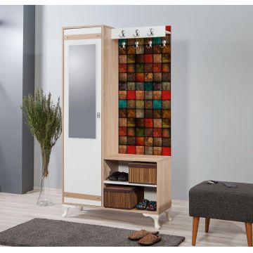Cuier cu pantofar İNCİ-723 Hall Stand 1, Stejar Sonoma, 190x36x100 cm
