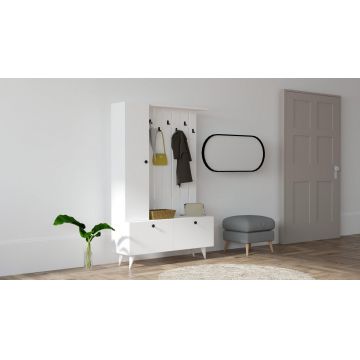 Cuier cu pantofar Lala - White, Alb, 112x170x35 cm