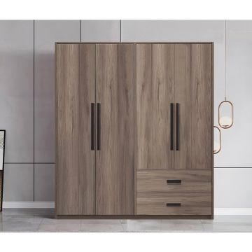 Dulap cu 4 usi Edritte  cu sertare nuc deschis 160x52x195cm