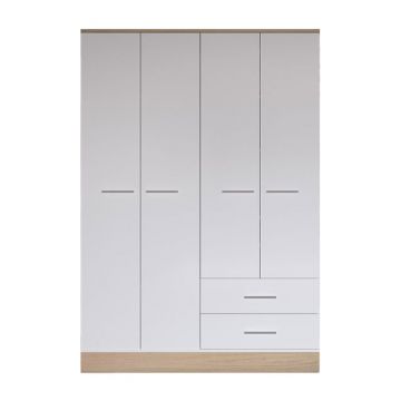 Dulap cu 4 usi Harmony, Pako World, Stejar-Alb, 137x52x198 cm
