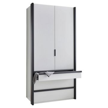 DULAP CU UȘI CULISANTE, 100/216/58 cm, grafit, alb