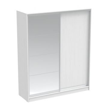 Dulap dormitor cu 2 usi glisante cu oglinda Aparador, Alb, 180x60x220 cm