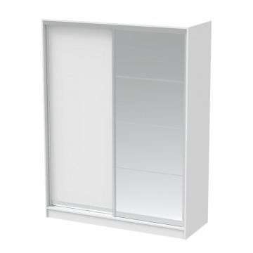 Dulap dormitor cu oglinda Korredor, Alb, 160x60x220 cm