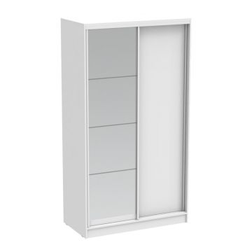 Dulap dormitor cu usi glisante si oglinda Korredor, Alb, 120 x 60 x 220 cm