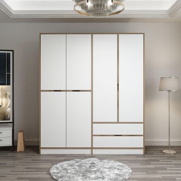 Dulap Haine Elina - 7926, Auriu, 180x210x52 cm
