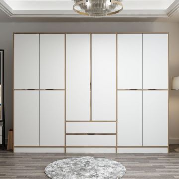Dulap Haine Elina - 7927, Auriu, 270x210x52 cm
