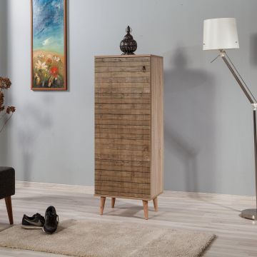 Dulap Multifunctional Pantofar Decor Mystic cu 8 rafturi, Nuc, 50x135x38 cm
