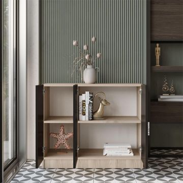 Dulap Multifunctional Varion cu 3 usi, Nuc - Stejar, 90 x 39 x 74 cm