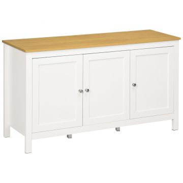 HOMCOM Credență de Bucătărie cu 3 Uși, Mobilier Modern de Bucătărie cu Raft Reglabil, Credență Tip Bufet pentru Sufragerie, Sala de Mese și Salon, 120x40x70 cm, Alb și Culoare Lemn | Aosom Romania HOMCOM Credență de Bucătărie cu 3 Uși, Mobilier Modern de Bucătărie cu Raft Reglabil, Credență Tip Bufet pentru Sufragerie, Sala de Mese și Salon, 120x40x70 cm, Alb și Culoare Lemn | Aosom Romania