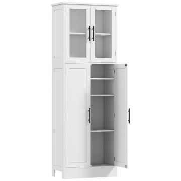 HOMCOM Dulap Baie 170 cm, Depozitare Independentă cu Uși din Sticlă și Rafturi Reglabile, Alb | Aosom Romania HOMCOM Dulap Baie 170 cm, Depozitare Independentă cu Uși din Sticlă și Rafturi Reglabile, Alb | Aosom Romania