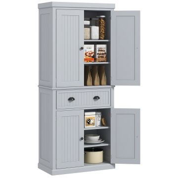 HOMCOM Dulap de bucătărie bufet cu multiple spații de depozitare, rafturi reglabile, 4 uși și sertar mare 76,2 x 40,2 x 183 cm gri | Aosom Romania