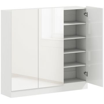 HOMCOM Dulap de Pantofi pentru 25-30 de Pantofi cu Uși Amortizate, Alb Lucios | Aosom Romania