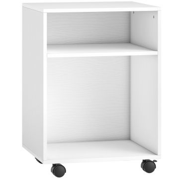 HOMCOM Dulap pentru Imprimantă cu Roți și 2 Rafturi 40x35x55.5 cm, Alb | Aosom Romania