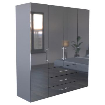 Șifonier, 196/219/59 cm, antracit, antracit lucios intens