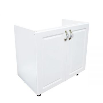 Masca pentru chiuveta cu 2 usi 80 cm Zebra, alb/MDF Alb Lucios,  L 80 x H 82 x l 50 cm - Spectral Mobila