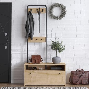 Pantofar cu Cuier Cimcum cu Suport Haine si Usa,  90 X 170 X 35 Cm