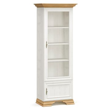 Biblioteca Vitrina Jaden, Alb - Sejar,  71 x 43 x 198 cm