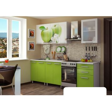 Bucatarie FAMP MAR, 180x60x200cm, Alb + Verde