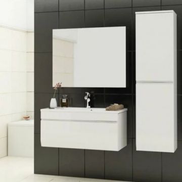 Coloana mobilier suspendat Oristo Horyzont alb cu usa stanga 150x40 cm - Dimensiune 150 cm