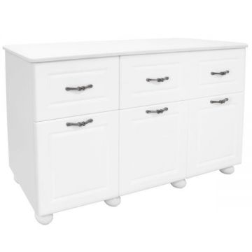 Comoda cu 3 usi si 3 sertare Dynasty, MDF Alb, 138 x 90 x 48 cm