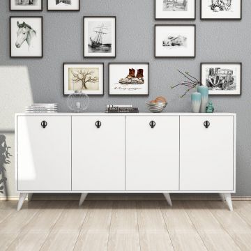 Consolă Elite Console, Alb - Negru, 180x80x45 cm