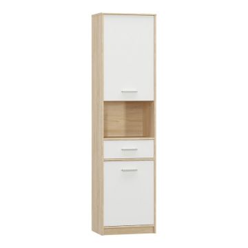 Dulap coloana Letto din stejar, alb mat, 50x34x195 cm
