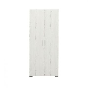 Dulap CORINNE, 2 usi, 4 rafturi, alb Elvetia, 80x50x188 cm