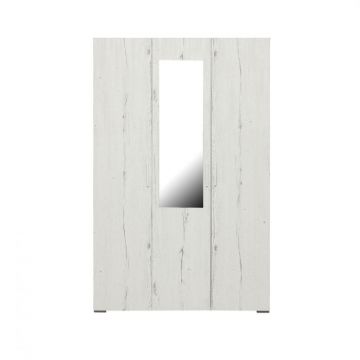 Dulap CORINNE 3 usi, 4 rafturi, bara de haine, oglinda, alb Elvetia, 120x50x188 cm