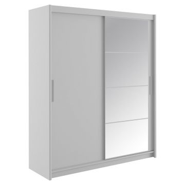 Dulap cu 2 usi glisante Elodie  cu oglinda alba 180x61x216cm