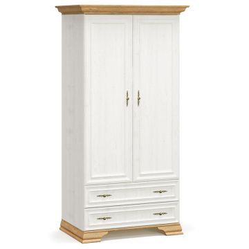 Dulap Jaden frunze duble, Stejar Auriu alb antic, 101x62x198 cm