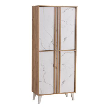 Dulap pantofi Yamka  stejar marmura melaminat 74x38x174cm