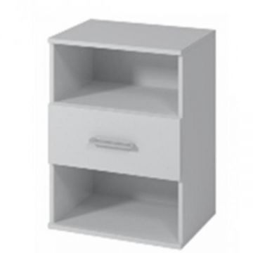Noptiera Moon cu 1 Sertar, 2 rafturi 48x64.5x35 cm, Pal 18mm, Alb Noptiera Moon cu 1 Sertar, 2 rafturi 48x64.5x35 cm, Pal 18mm, Alb