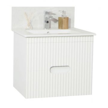 Set baza cu front MDF si Lavoar, seria 009, 60cm, suspendata cu sertare, alb