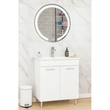 Set Baza cu Lavoar si Oglinda cu iluminare LED, seria 067, 60 cm, alb