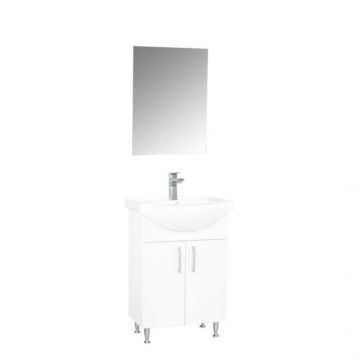 Set Baza cu Lavoar si Oglinda seria 005, eco, 50 cm, alb
