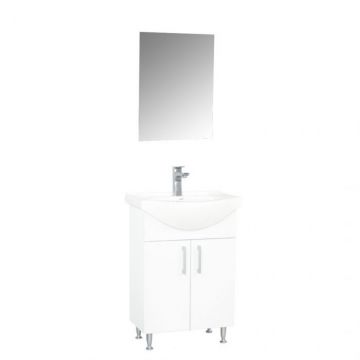 Set Baza cu Lavoar si Oglinda seria 005, eco, 55 cm, alb