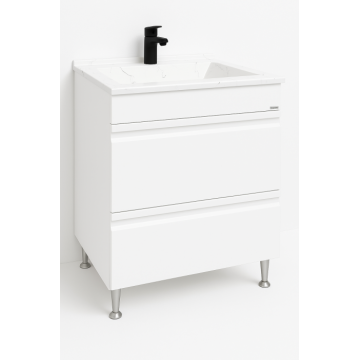 Set Baza front MDF si Lavoar granit seria 486, cu sertare, 60 cm, alb