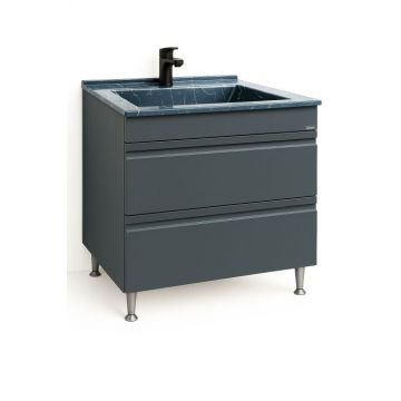 Set Baza front MDF si Lavoar granit seria 486, cu sertare, 80 cm, antracit