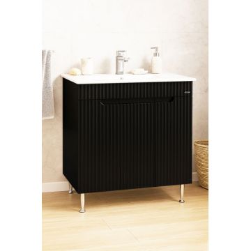 Set Baza front MDF si Lavoar seria 033, 80  cm, negru