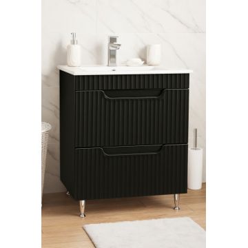 Set Baza front MDF si Lavoar seria 033, cu sertare, 60 cm, negru