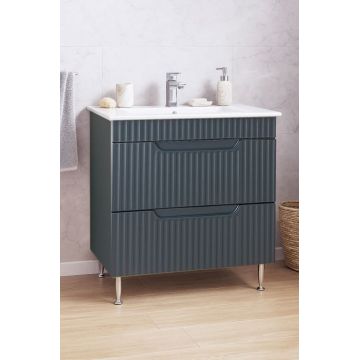 Set Baza front MDF si Lavoar seria 033, cu sertare, 80 cm, antracit