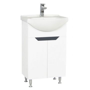 Set Baza front MDF si Lavoar seria 050, 55 cm, alb + antracit