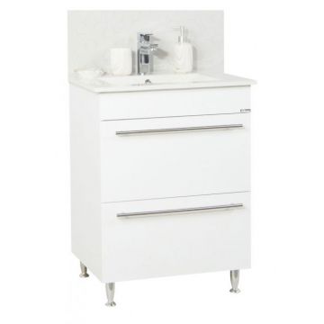 Set Baza front MDF si Lavoar seria 054, cu sertare, 60 cm, alb