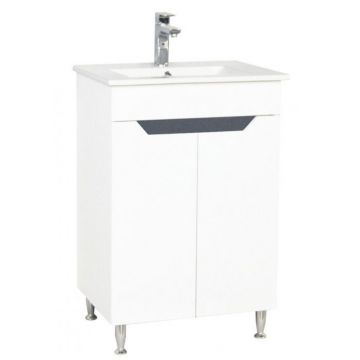 Set Baza front MDF si Lavoar seria 056, 50 cm, alb antracit