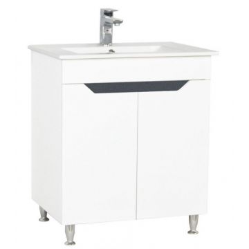 Set Baza front MDF si Lavoar seria 056, 70 cm, alb + antracit